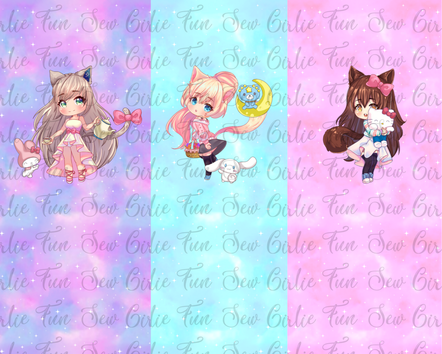 Kitty Chibi Sweets Big Kid Panel Set of 3