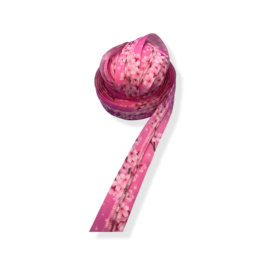 Pink Sakura (Cherry Blossom) #5 Zipper Tape - Pack of 2, 3 and 5 Yards