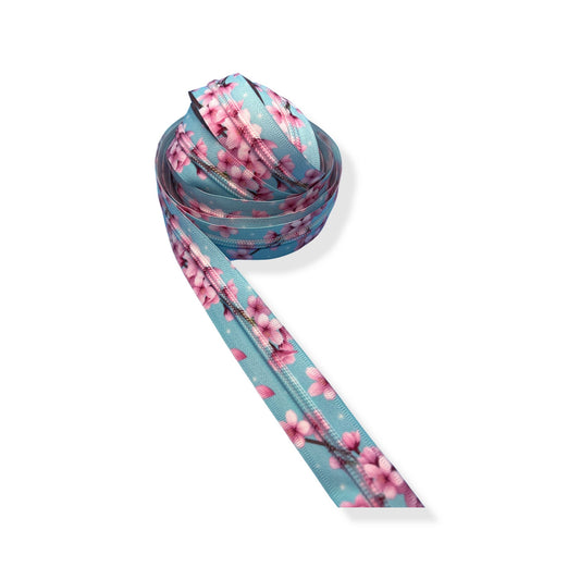 Teal Sakura (Cherry Blossom) #5 Zipper Tape