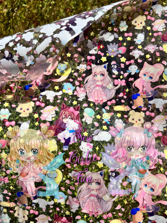CLEAR CHIBI KITTY SWEETS TPU 18"X52" VINYL
