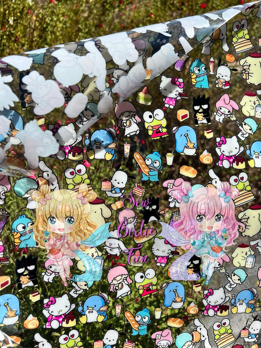 CLEAR KITTY AND FRIENDS SWEETS TPU 18"X52" VINYL