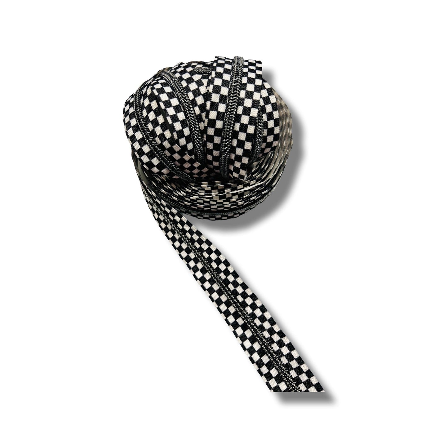 BLACK AND WHITE CHECKERED TAPE WITH GUNMETAL TEETH #5 ZIPPER TAPE