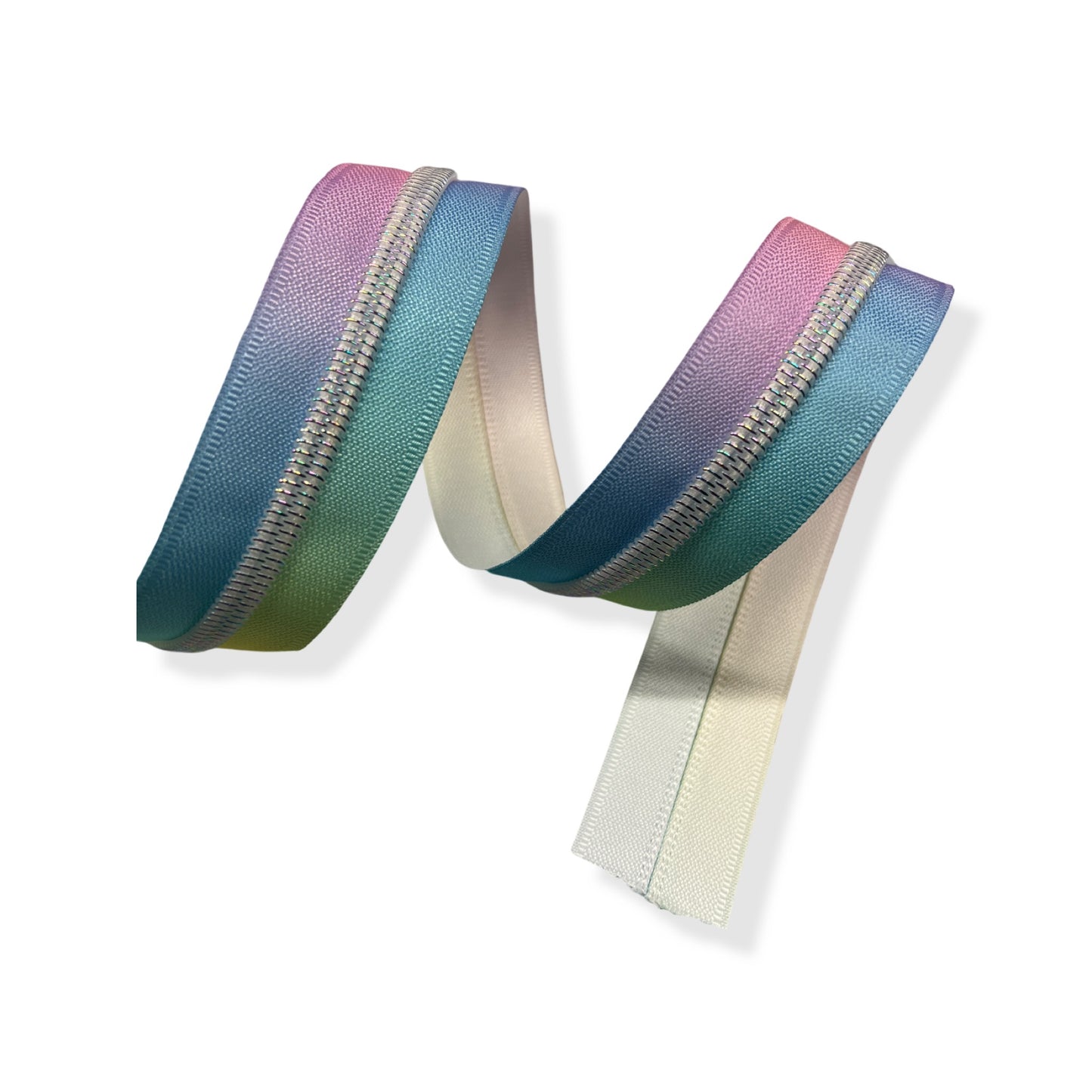 Pastel Tape with White Rainbow Teeth #5 Zipper Tape
