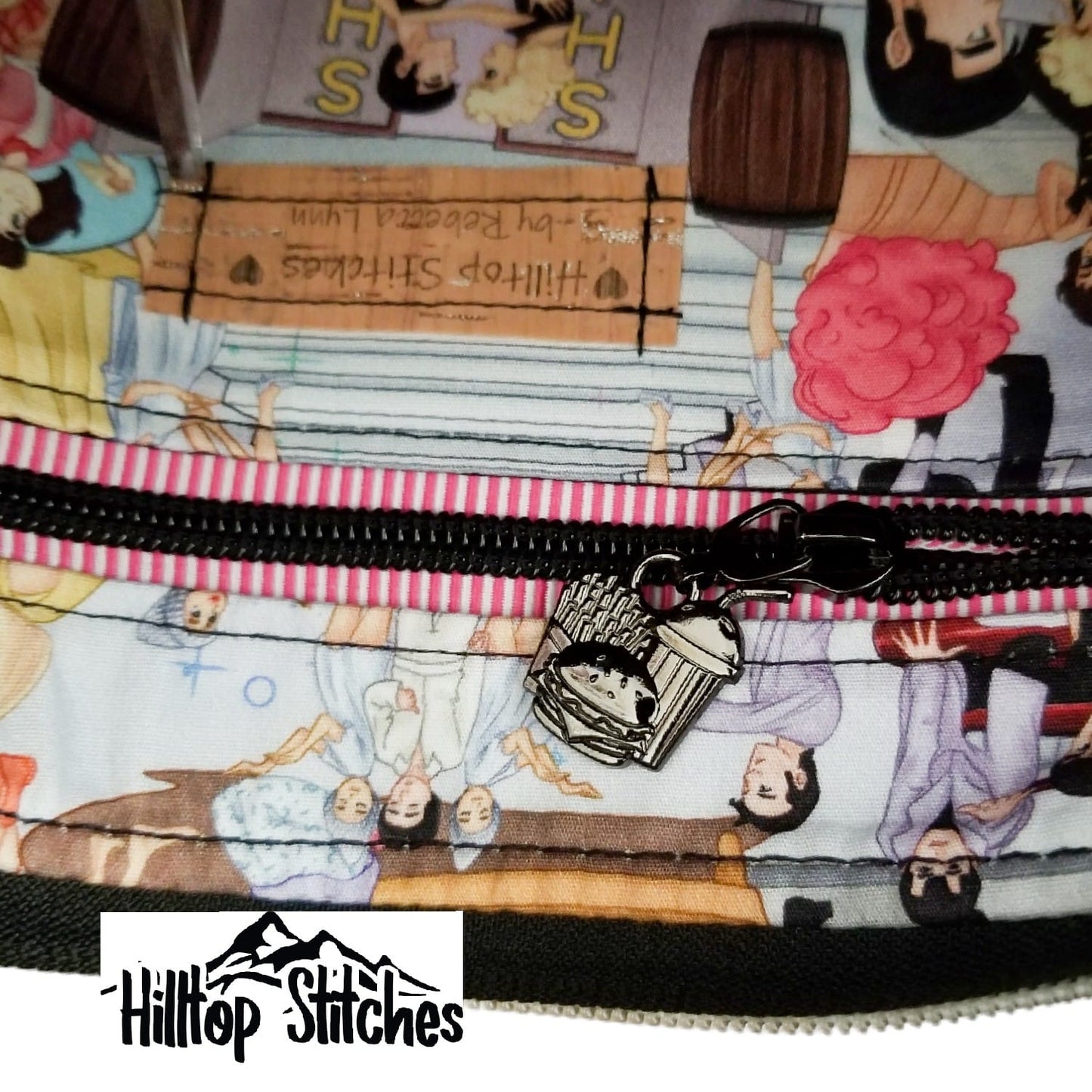 PINK AND WHITE STRIPED TAPE WITH MATTE BLACK TEETH #5 ZIPPER TAPE