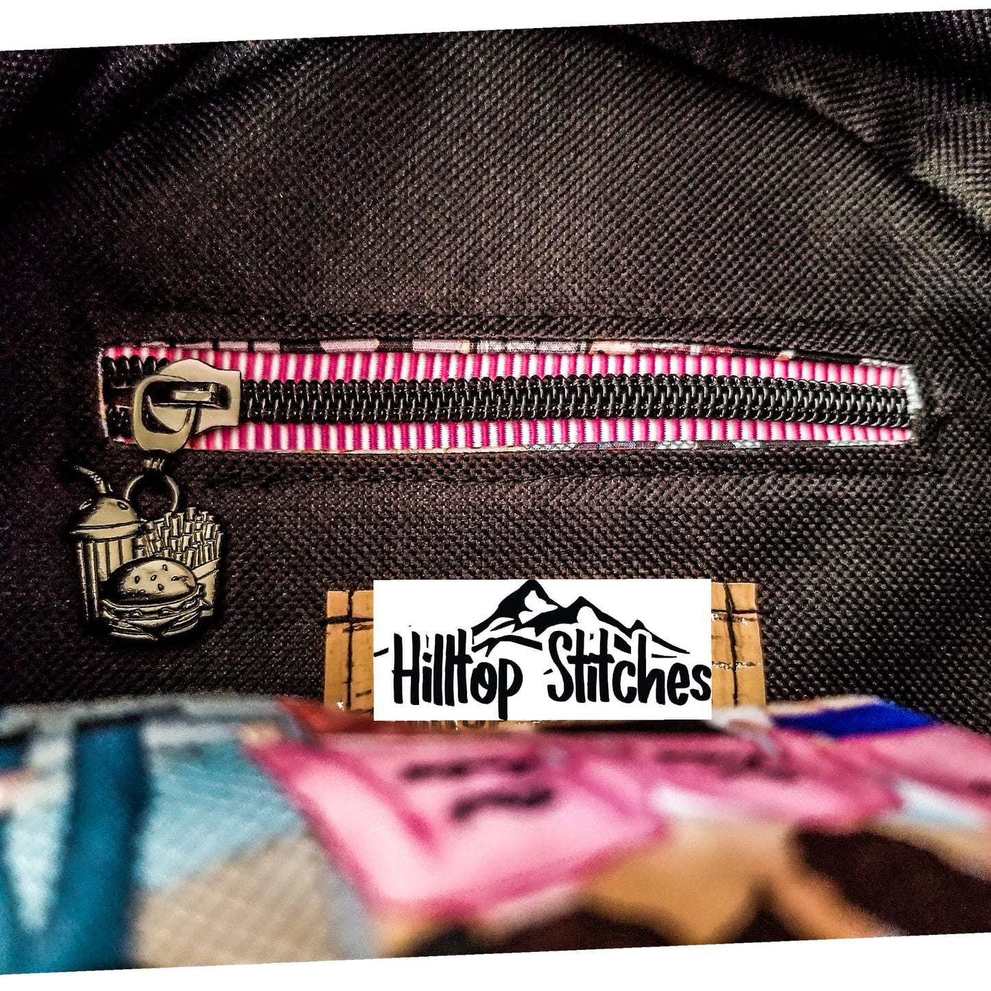 PINK AND WHITE STRIPED TAPE WITH MATTE BLACK TEETH #5 ZIPPER TAPE