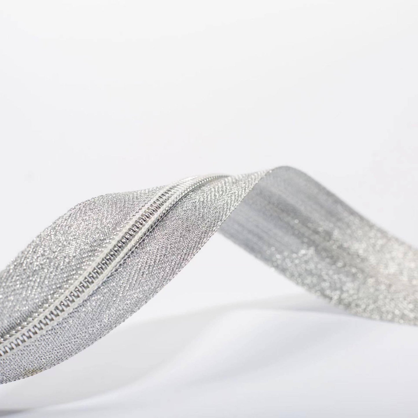 SHIMMERING SILVER TAPE WITH SILVER TEETH #5 ZIPPER TAPE